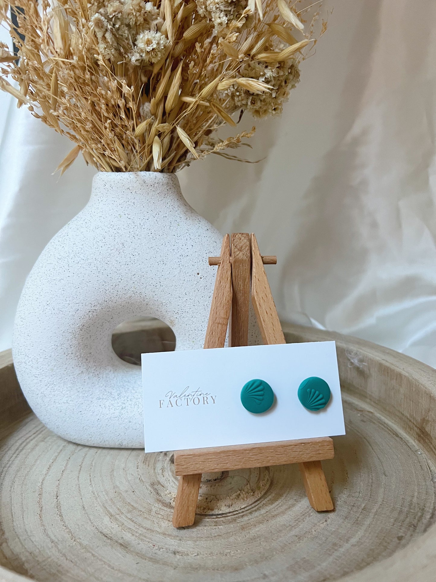 Puces « rond fleuri » - bleu canard