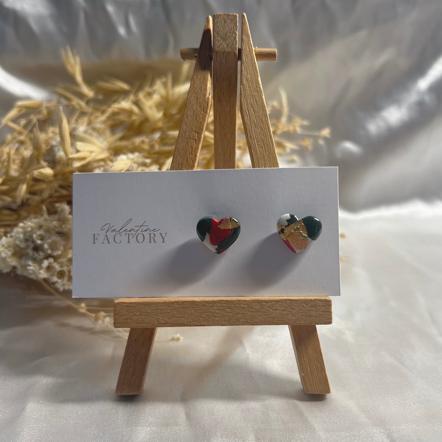 Collection de Noël -Puces « coeur glossy » terrazzo